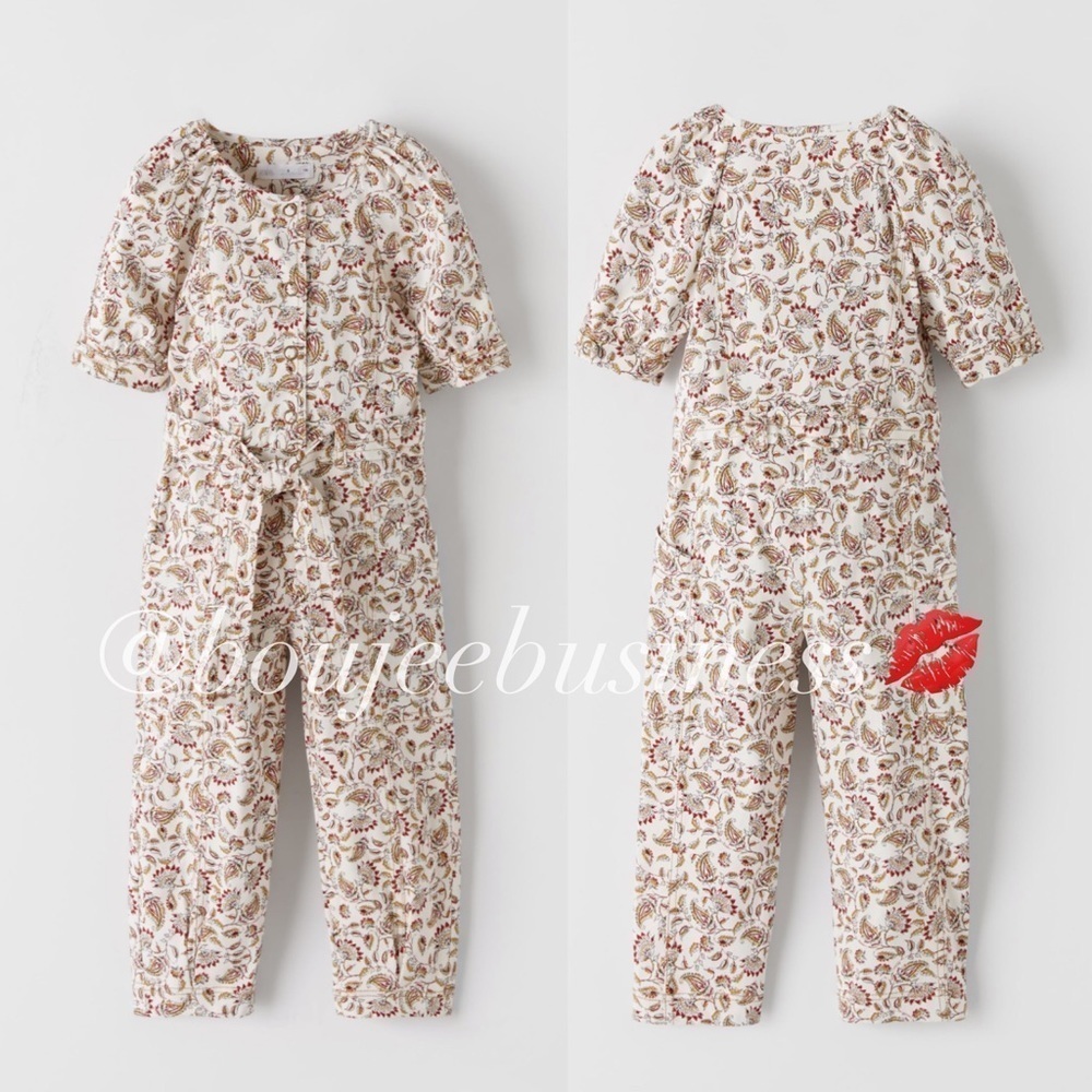 ZARA Kids Belted Floral Jumpsuit